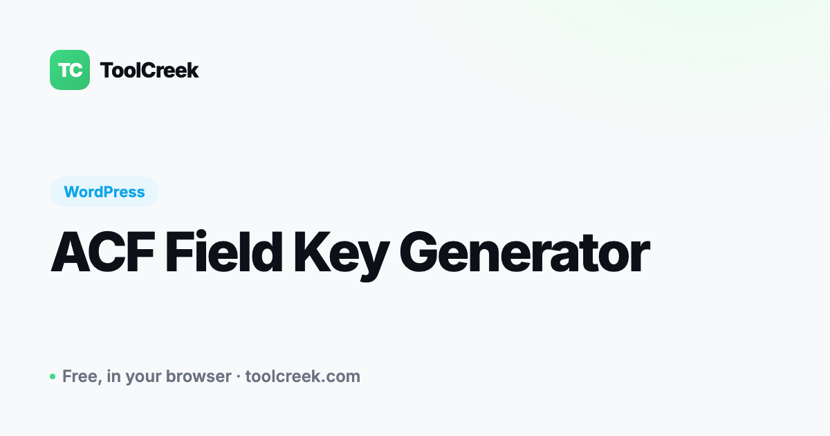 ACF Field Key Generator: Make Unique Field and Group Keys